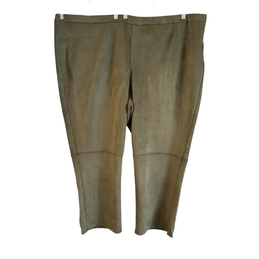 Isaac Mizrahi Live! Women’s Faux Suede Straight Ankle Pants Size 32W Olive